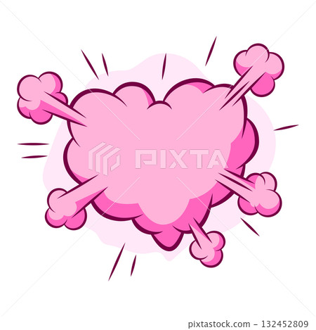 Valentine cartoon cloud heart explosion. Romantic speech bubble in comic style. Love greeting card. Valentine cartoon cloud heart explosion. Romantic speech bubble in comic style. Love greeting card. 132452809