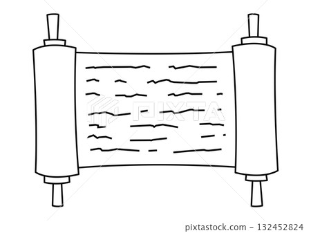 Happy Hanukkah Torah scroll icon. Holiday object in cartoon style. 132452824