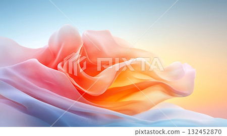 Elegant Flowing Fabric in Warm Hues with Soft Gradients and Light Highlights 132452870