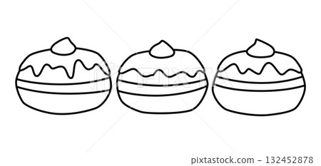 Happy Hanukkah donut icon. Holiday object in cartoon style. 132452878
