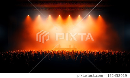 Captivating Concert Scene with Dramatic Lighting and Enthusiastic Audience Participation Captivating Concert Scene with Dramatic Lighting and Enthusiastic Audience Participation 132452919