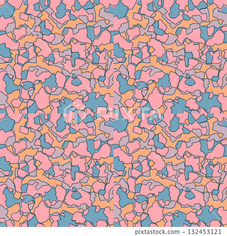 Seamless Camouflage Pattern in Pink Blue abstract background. Modern clothing style masking camo repeat print. Wavy shapes. Graphic design vector illustration for Fashion Textile Cover Banner Clothing Seamless Camouflage Pattern in Pink Blue abstract background. Modern clothing style masking camo repeat print. Wavy shapes. Graphic design vector illustration for Fashion Textile Cover Banner Clothing 132453121