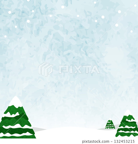 水彩冬季景觀與冷杉和雪-聖誕插圖-藍色 水彩冬季景觀與冷杉和雪-聖誕插圖-藍色 132453215