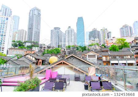 中國重慶十八台階美麗的老街景 中國重慶十八台階美麗的老街景 132453668