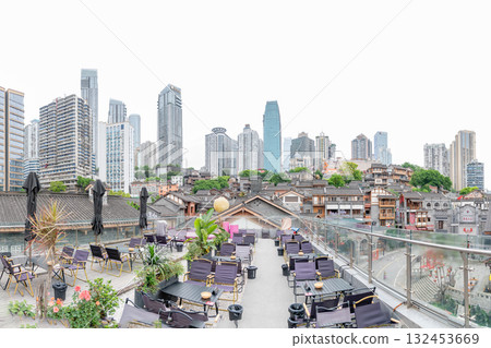 中國重慶十八台階美麗的老街景 中國重慶十八台階美麗的老街景 132453669