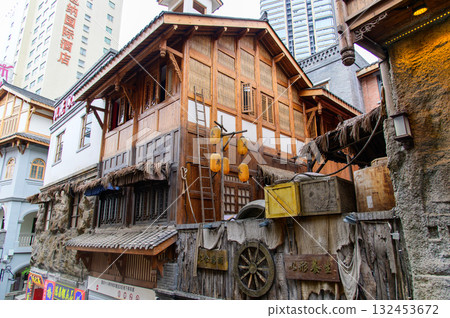 Beautiful old streetscape of the Eighteen Stairs in Chongqing, China Beautiful old streetscape of the Eighteen Stairs in Chongqing, China 132453672