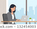 在辦公室工作的婦女 在辦公室工作的婦女 132454003