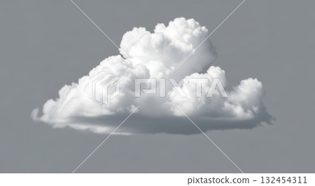 Realistic isolated fluffy cloud on gradient gray background Realistic isolated fluffy cloud on gradient gray background 132454311
