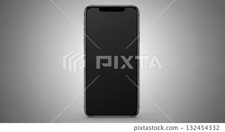 Sleek modern smartphone front view on gray background 132454332