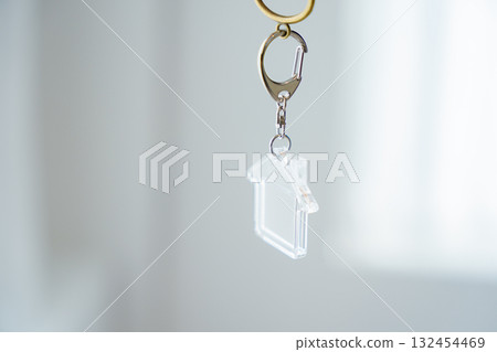 Key and house shaped keychain 132454469
