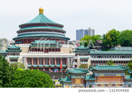 A very beautiful view of the People's Assembly Hall in Chongqing, China A very beautiful view of the People's Assembly Hall in Chongqing, China 132454498