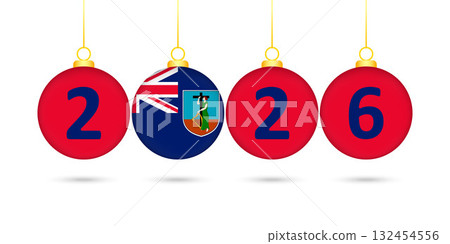 Montserrat Flag Christmas Balls 2026 Decoration. 132454556