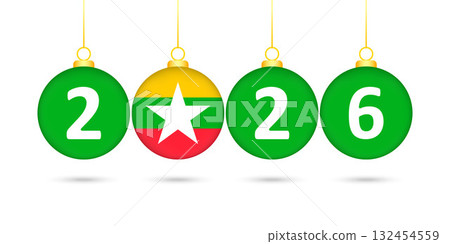 Myanmar Flag Christmas Balls 2026 Decoration. 132454559