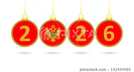 Montenegro Flag Christmas Balls 2026 Decoration. 132454565