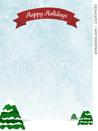 水彩冷杉樹和雪冬日風景聖誕插畫節日快樂 132454583