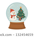 聖誕場景雪花玻璃球插圖 132454659