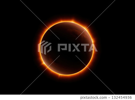 Dramatic solar eclipse of a reddish exoplanet in cosmic space Dramatic solar eclipse of a reddish exoplanet in cosmic space 132454936