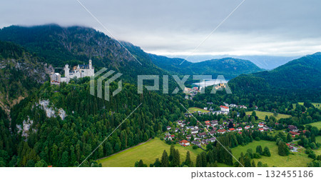 Beautiful natural landscape of the Alps. Forggensee and Schwangau, Germany, Bavaria Beautiful natural landscape of the Alps. Forggensee and Schwangau, Germany, Bavaria 132455186