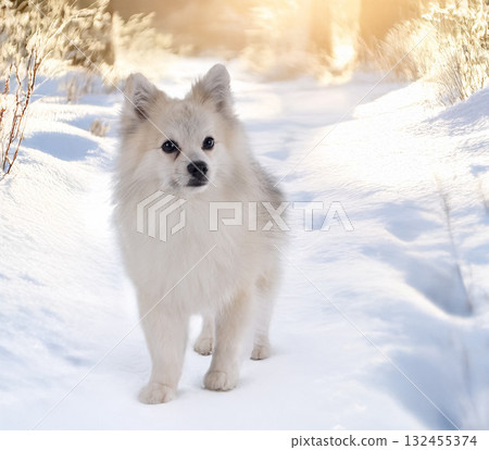 Japanese Spitz in studio 132455374