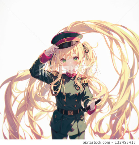 Girl in military uniform 132455415