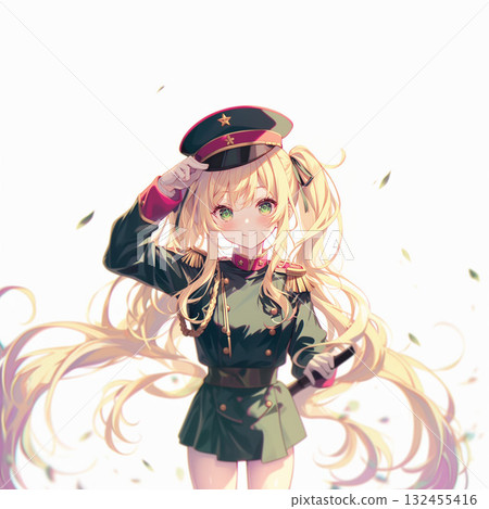 Girl in military uniform 132455416