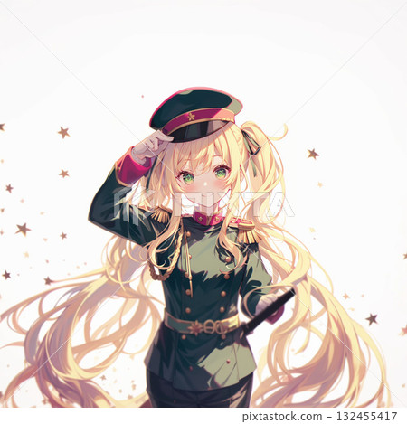 Girl in military uniform 132455417