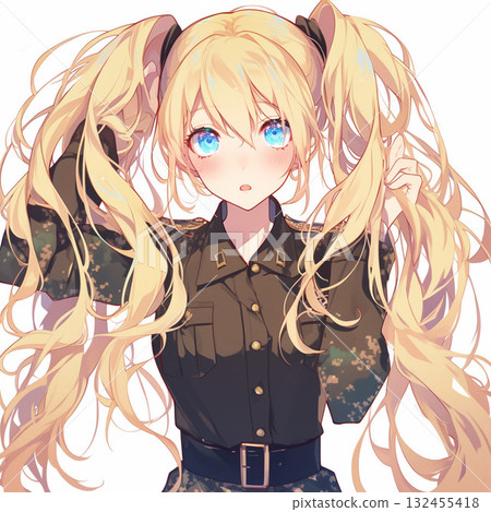 Girl in military uniform 132455418