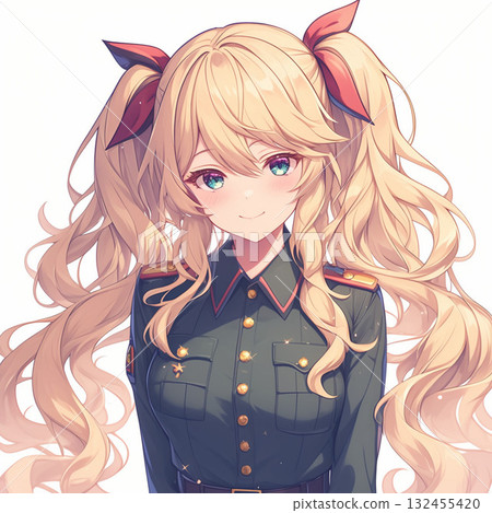 Girl in military uniform 132455420
