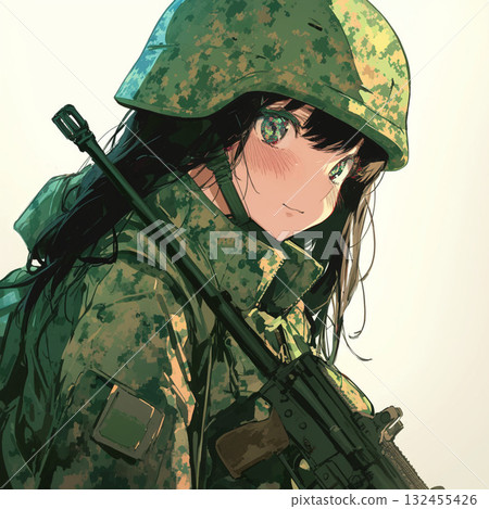 Girl in military uniform 132455426