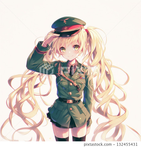 Girl in military uniform 132455431