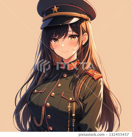 Girl in military uniform 132455437