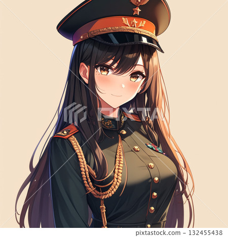 Girl in military uniform 132455438