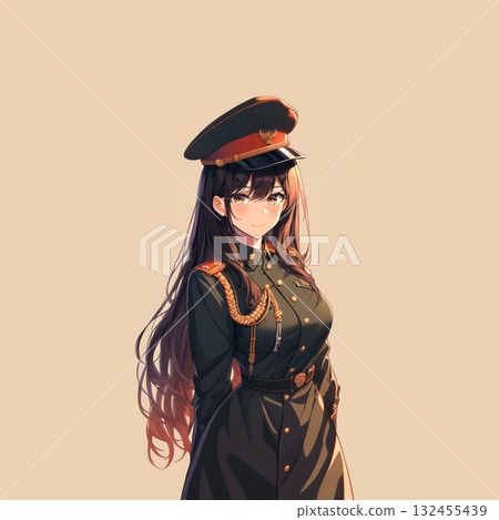 Girl in military uniform 132455439