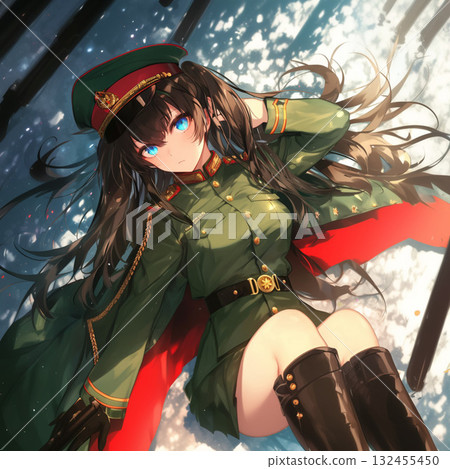 Girl in military uniform 132455450