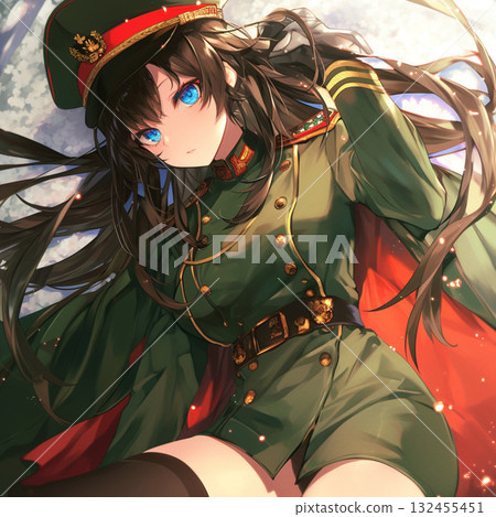 Girl in military uniform 132455451