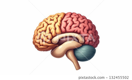 Human Brain Anatomy with Color-Coded Lobes and Structures Human Brain Anatomy with Color-Coded Lobes and Structures 132455502