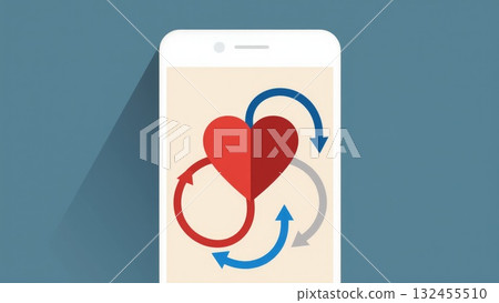 Minimalist Blood Circulation Loop with Heart Icon 132455510