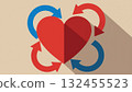 Minimalist Blood Circulation Loop with Heart Icon 132455523