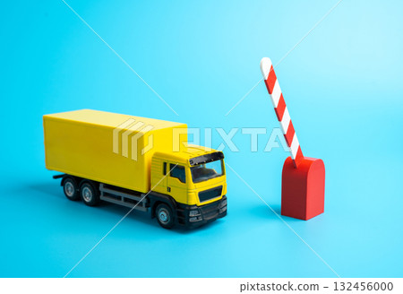 A truck and an open barrier. Permission to pass. Permit transit and import of goods. Lifting sanctions or embargoes. Trade freedom, supply chain recovery, and market reopening. Customs clearance A truck and an open barrier. Permission to pass. Permit transit and import of goods. Lifting sanctions or embargoes. Trade freedom, supply chain recovery, and market reopening. Customs clearance 132456000