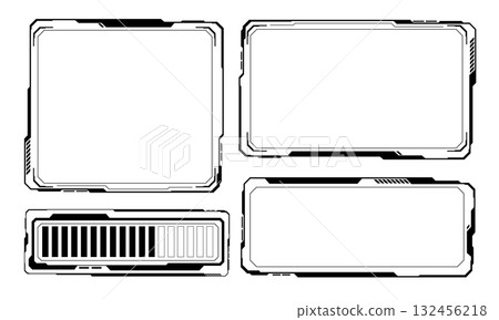 HUD frames black user interface elements set design modern technology futuristic control panel screen digital hologram window gaming menu touching cyber monitor set white background vector HUD frames black user interface elements set design modern technology futuristic control panel screen digital hologram window gaming menu touching cyber monitor set white background vector 132456218