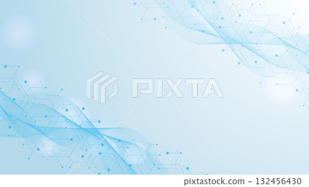 Hexagonal abstract background. Big Data Visualization. Global network connection. Medical, technology, science background. Vector illustration. 132456430