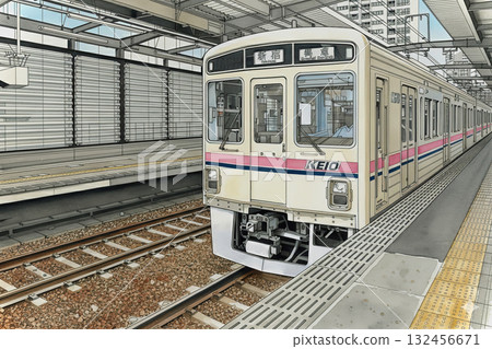 京王線 水彩畫 鋼筆畫 往新宿方向 府中站 府中站 月台 普通列車 京王線 水彩畫 鋼筆畫 往新宿方向 府中站 府中站 月台 普通列車 132456671