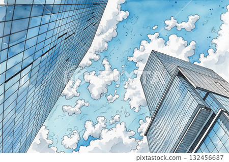 Blue sky reflected in the building 132456687