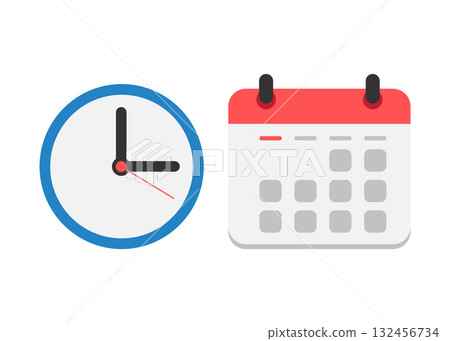 Clock and calendar icon stock illustration. Clock and calendar icon stock illustration. 132456734