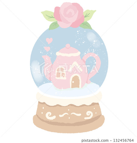 Pastel Teapot Cottage Snow Globe Illustration Kawaii Pink Coquette Christmas Clipart Cozy Tea House with Rose and Hearts Cute Winter Holiday Art for Cards and Gifts Pastel Teapot Cottage Snow Globe Illustration Kawaii Pink Coquette Christmas Clipart Cozy Tea House with Rose and Hearts Cute Winter Holiday Art for Cards and Gifts 132456764