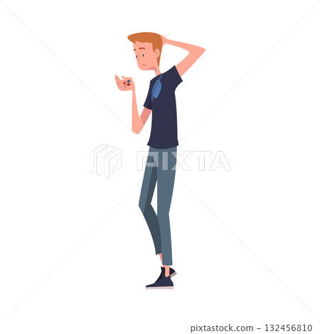 Man with Empty Pockets Counting Coins Vector Illustration 132456810