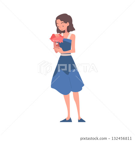 Woman with Empty Pockets Counting Coins Vector Illustration Woman with Empty Pockets Counting Coins Vector Illustration 132456811