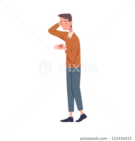 Man with Empty Pockets Counting Coins Vector Illustration Man with Empty Pockets Counting Coins Vector Illustration 132456815
