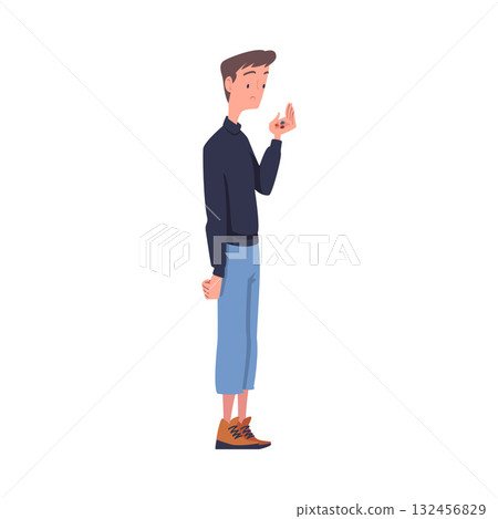 Man with Empty Pockets Counting Coins Vector Illustration 132456829