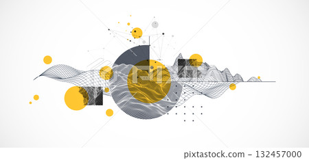 Modern science and technology background. Abstractwireframe art. Vector. Modern science and technology background. Abstractwireframe art. Vector. 132457000